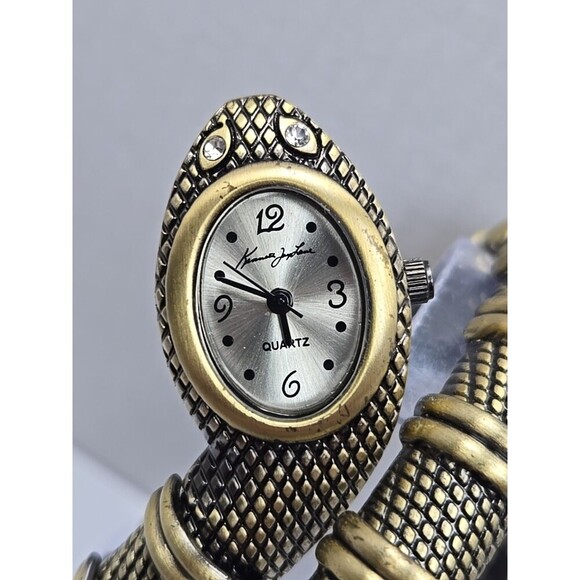 Kenneth Jay Lane Snake Bracelet Watch Brass Tone Quartz New Battery Wrap Cuff main image 10